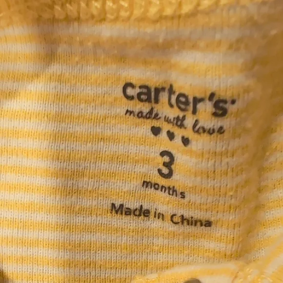 Free When Bundled - Carter's Yellow Striped Baby Romper - Picture 2 of 3